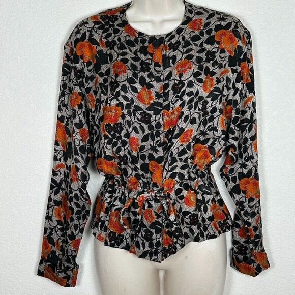 Vintage CCCourtnay Womans 4 button up blouse Dark Cottagecore Bohemian Whimsy - Picture 4 of 6
